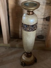 Vintage Pillar Candle Holder Wood 20  