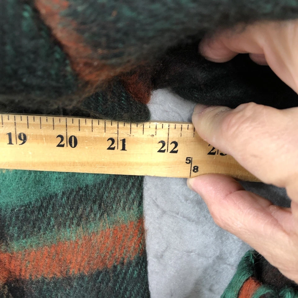 Chaqueta manta para mujer grande verde azul a cuadros flecos indios Southwestern Stadium Foto 4 de 4