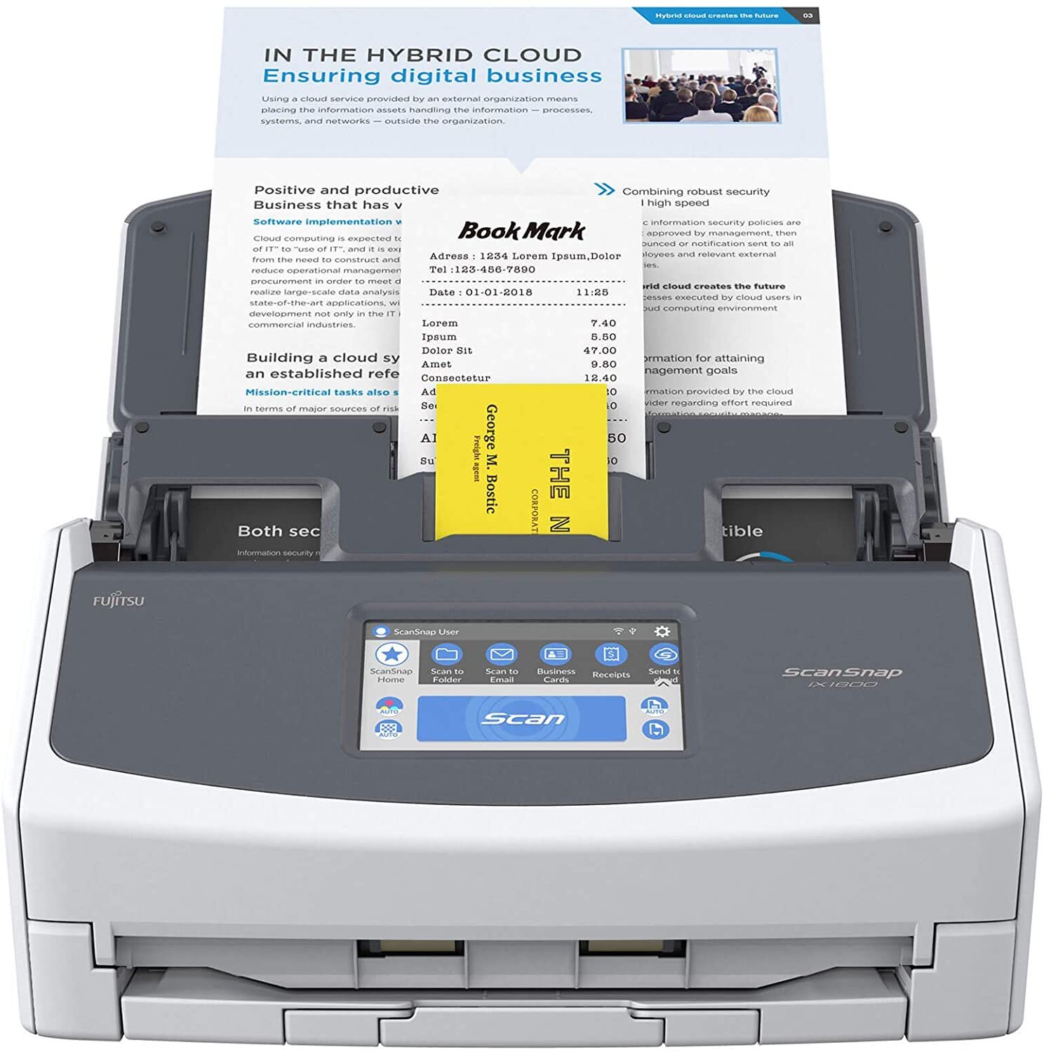 Ricoh (Fujitsu) ScanSnap iX1600 A4-Dokumentenscanner 4,3-Zoll-Touchscreen / USB