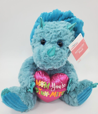 MTY Intl. Blue Aqua Triceratops Mom Your Dino-mite Plush 11'' Stuffed Toy B300