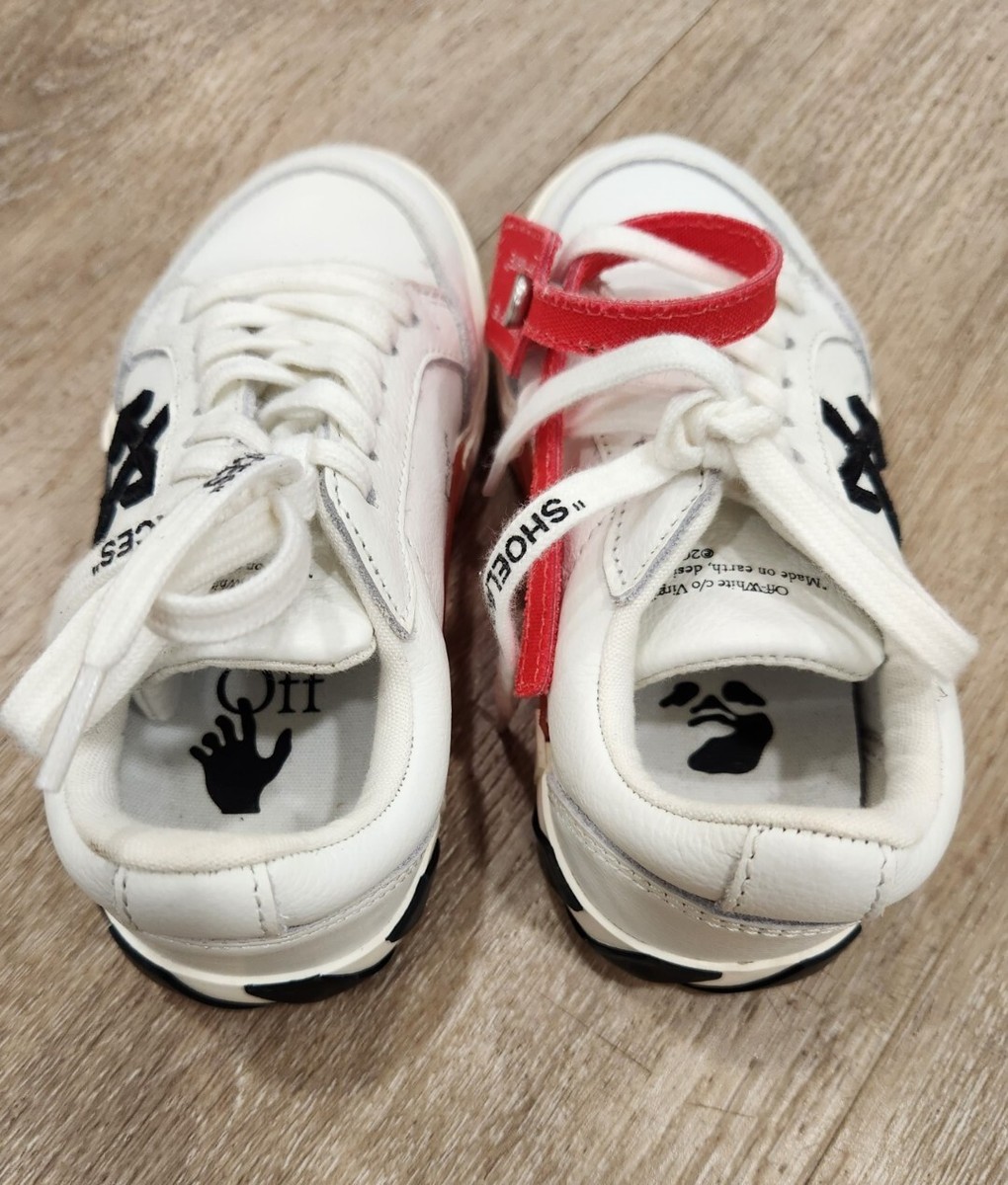 Off-White Kids Size 28 White Leather Vulcanized Low Top Lace Up