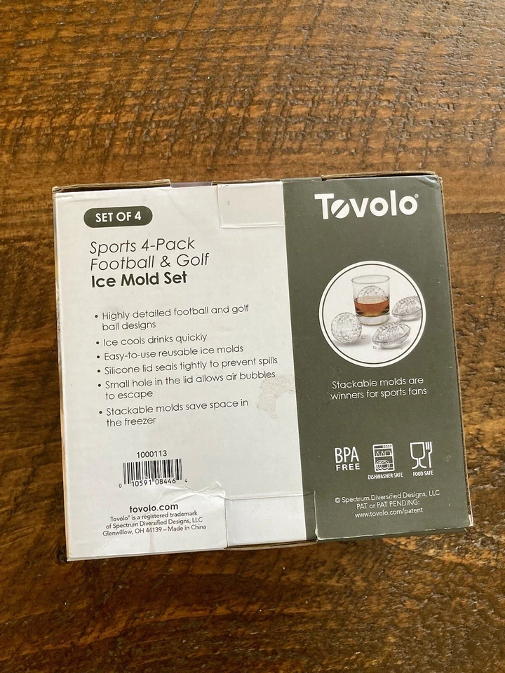 Tovolo 4-Pack Stackable Sports Slow Melt Ice Molds Set Football & Golf Ball - Image 2 of 4
