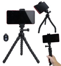 Portable and Flexible Phone Tripod Stand with Wireless Remote, Travle Black