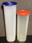 2 P.C. Set Tupperware SPAGHETTI KEEPERS #1661 & 1643 + (2) LIDS #1607 Red Blue