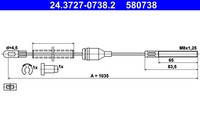 ATE Bremsseil Seilzug Feststellbremse 24.3727-0738.2 FüR Corsa CC TR Opel S83