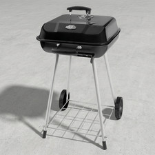 17.5 Charcoal BBQ Grill w/ Wheels & Adjustabl...