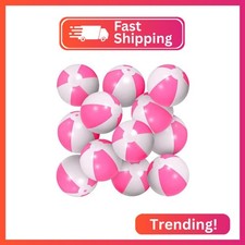 AMOR PRESENT 12PCS Beach Balls Bulk, 9" Pink and White Inflatable Blow Up Pool B