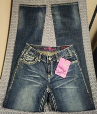 Pantalones de mezclilla vaquera vintage Y2K tiro medio rock n roll para mujer con adornos brillantes corte bota