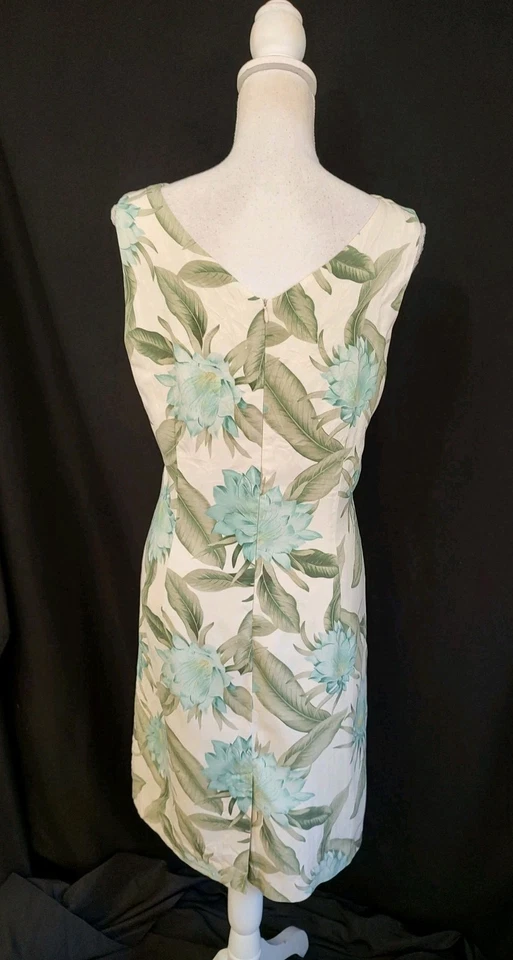 Tommy Bahama Silk Sheath Dress Tropical Floral Resort Style V Back Lined Sz 10 - Image 4 of 4