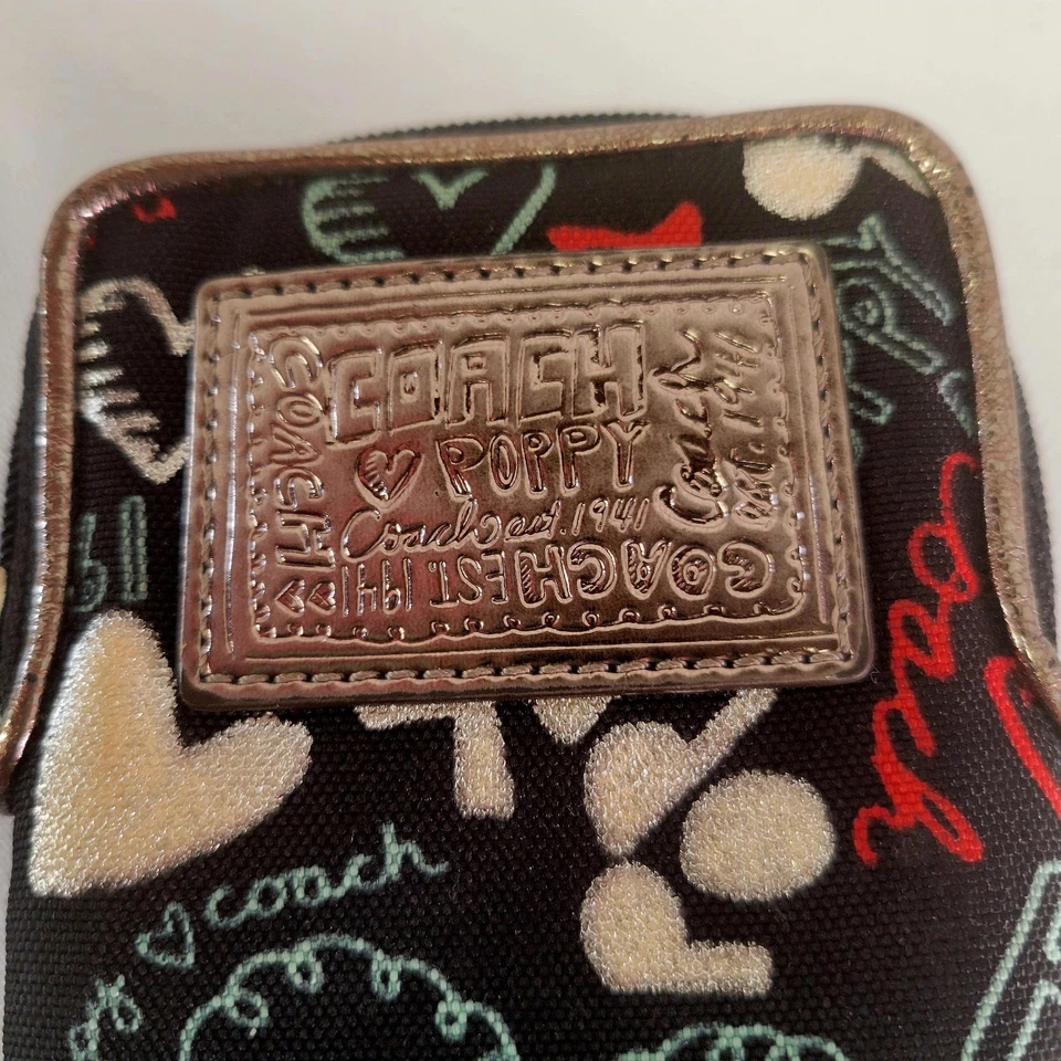 COACH Signature Poppy Graffiti Mini Case Wristlet Cell Card Camera Holder - Image 3 of 4