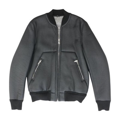 Rick Owens Black Porterville Reversible Classic Flight Shearling Bomber Jacket