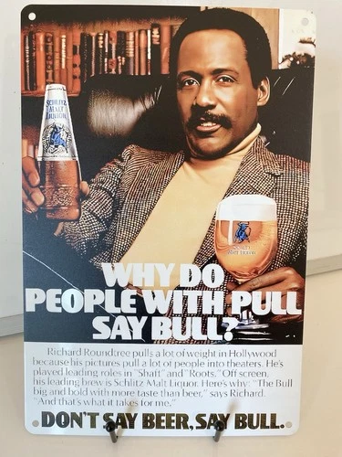 Schlitz Beer - Malt Liquor Sign - Richard Roundtree - SHAFT - Blue Bull Vintage