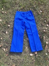 1970s 60s Royal Blue Polyester Trousers Pants Montgomery Ward Vintage Size M