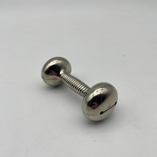 Vintage Sterling Silver Plated Dumbbell Shaped Rattle Bell Classic Baby Toy