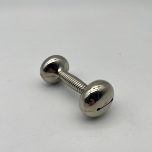 Vintage Sterling Silver Plated Dumbbell Shaped Rattle Bell Classic Baby Toy