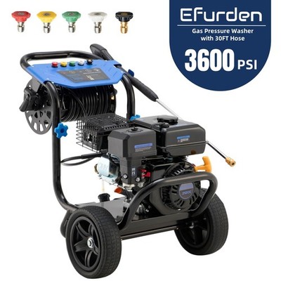 Efurden Gas Pressure Washer 3600 PSI 2.3 GPM with 5 Nozzle Set for Cars Fences