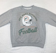 Vintage 90  s Men  s Gray NFL Miami Dolphins Helmet Graphic L/S Sweatshirt, M/L