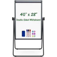 Easel Whiteboard with Stand 40" x 28" Aluminum Frame Black 
