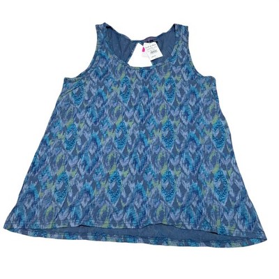 Fresh Produce Sunset Sky Crossback Tank Deep Dive Blue Ikat Cotton Large NWT