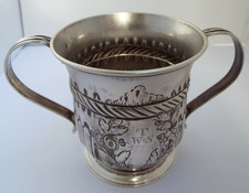 SUPERB HEAVY 167g ANTIQUE 18TH CENT GEORGIAN 1772 STERLING SILVER PORRINGER CUP