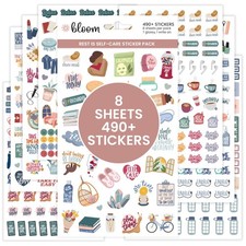 Bloom Daily Planners Rest is Self-Care Planner Sticker Pack - 8 Sheets /...