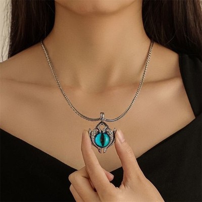 Vintage Gothic Demon Eye Pendant Necklace For Men Women Party Jewelry