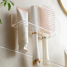 Acrylic Hair Brush Holder for Bathroom Adhesive Hair Tool Organizer Wall Moun...