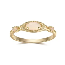 Dainty Promise Rings for Women Gold Opal Stackable Ring Simple Three Stones G...