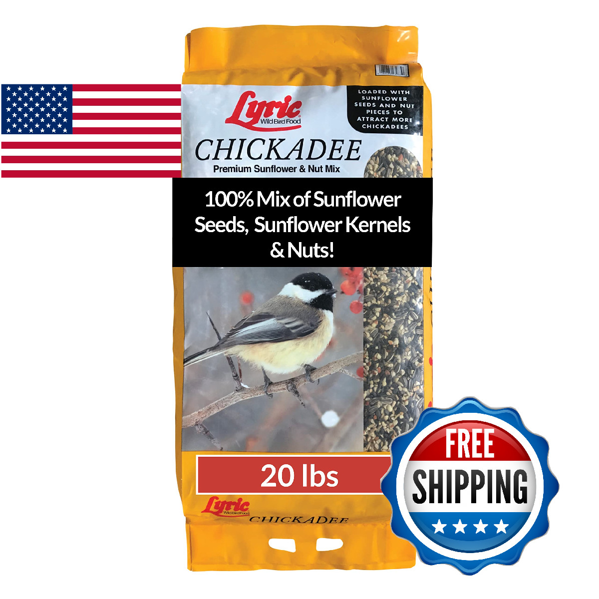 Lyric Chickadee Wild Bird Seed - Sunflower & Nut Premium Wild Bird Seed for Outs