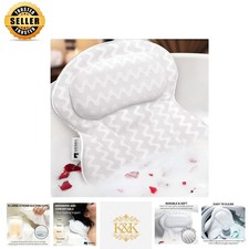Luxury Ergonomic Bath Pillow with 6 Suction Cups - Spa Comfort for Head Neck
