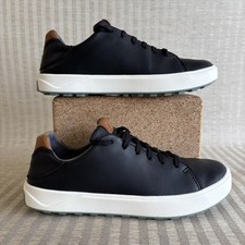 OluKai Waialae Spikeless Golf Shoes Mens Size 7 Black Leather Low Top Sneakers