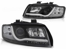 Led Light Tube Scheinwerfer in schwarz für Audi A4 B6 10.2000-10.2004