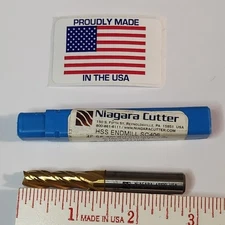Niagara Cutter Four Flute Single End Mill Tin Coated 5/16" x 3/8" x 1" x 2-3/4"