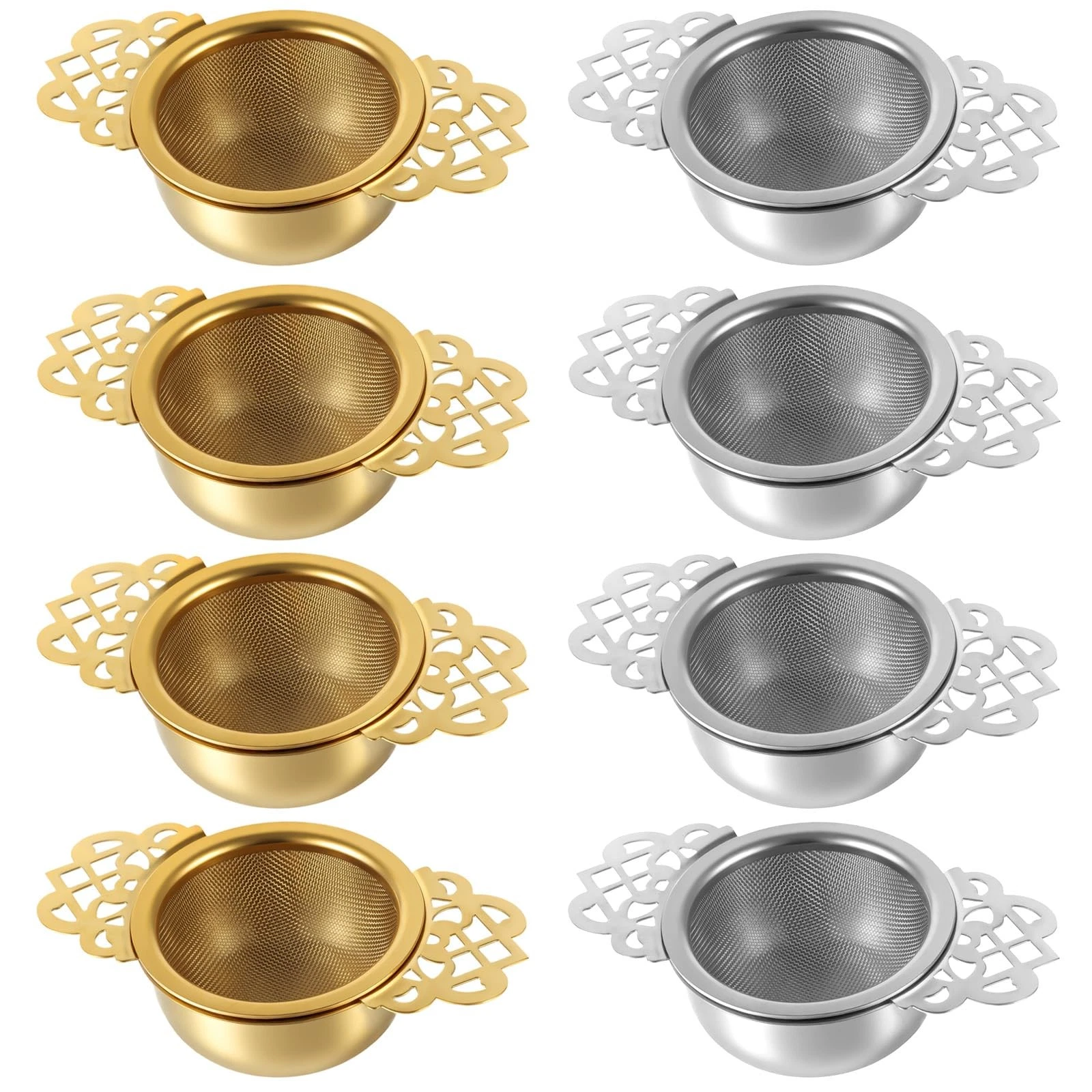 8 Pack Tea Strainer Bowl, 304 Stainless Steel Tea Drain Strainer Tea Filter M...