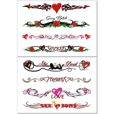 8Large Sexy Naughty Temporary Tattoos for Women Ladies Adult Fun Lower Back Legs