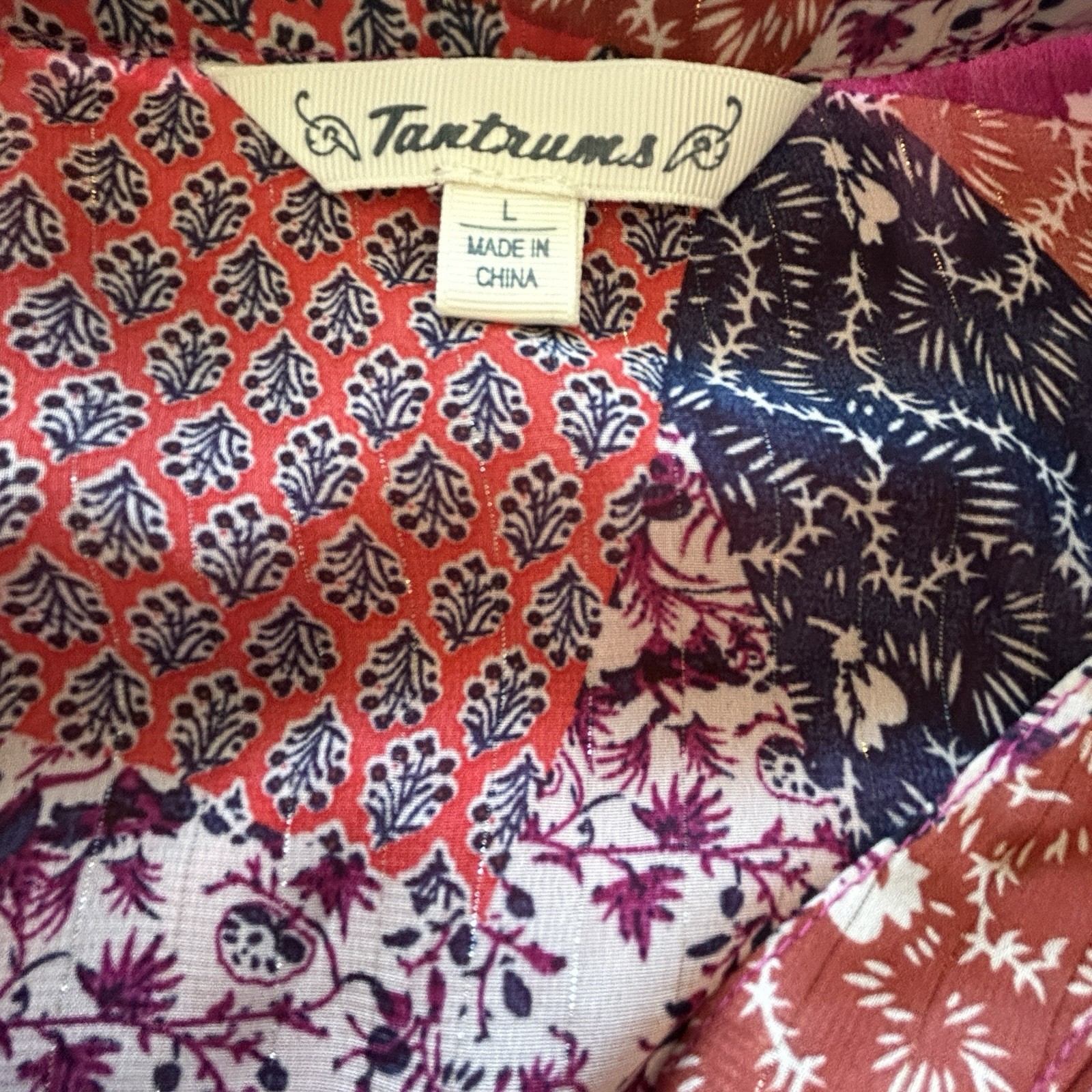 Tantrums Women’s Large Patchwork Boho Button Fron… - image 8