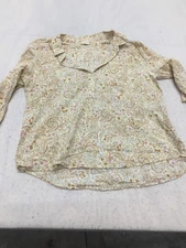 A.n.a A New Approach Blouse Womens XL Beige Multicolor Paisley 1/2 Sleeve