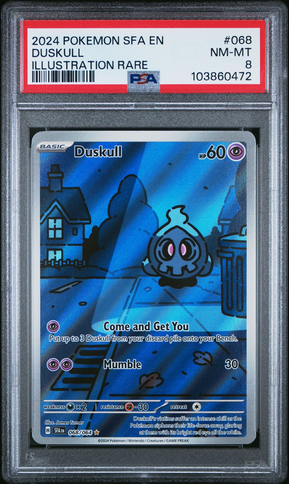 2024 POKEMON SFA EN-SHROUDED FABLE ILLUSTRATION RARE #068 DUSKULL PSA 8
