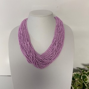 Handcrafted Multi-Strand Lavender Beaded Necklace Statement Artesian Jewelry