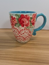 Pioneer Woman Floral Rose Latte XL Coffee/Tea Mug/Cup~28oz~Blue/Red/Pink/White