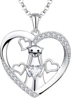 Halskette Damen Otter Herz Silber 925 Mit Zirkonia AnhäNger Schmuck Frauen