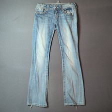Miss Me Jeans Light Wash Boot Cut Size 27 Low Rise Rhinestones Embroidered