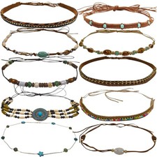 10 PCS Cowboy Hat Bands for Men Women, Leather Hatbands Belt for Cowboy/Weste...