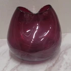 Vintage Blenko Ruby Red Glass MCM Handblown 5" Pinched Vase Excellent