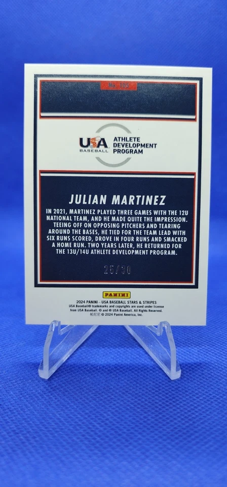 2024 Panini USA Stars & Stripes JULIAN MARTINEZ # 25/30 - Image 3 of 4