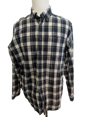 Chemise L.L.Bean Flanelle T.L - Carreaux Vert Foncé Jaune 100% Coton - Photo 1/4