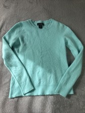 Tahari Pure Luxe 100 Cashmere Blue Sweater Small Med READ Long Sleeve Crewneck