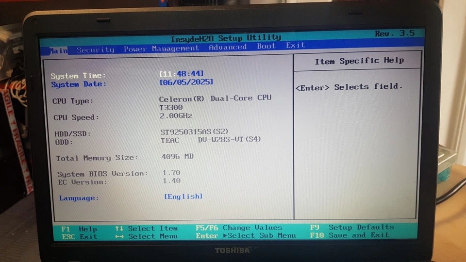 Toshiba satellite c650-1cn 15.6" Laptop Intel Celeron Dual Core T3300 4GB 250GB, - Image 2 of 4