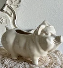 Vintage Hull Pottery Pig Planter White Ceramic Succulent Pot USA 60 Smiling Hat