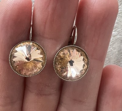 Champagne Austrial Crystal Rivoli Drop Earrings